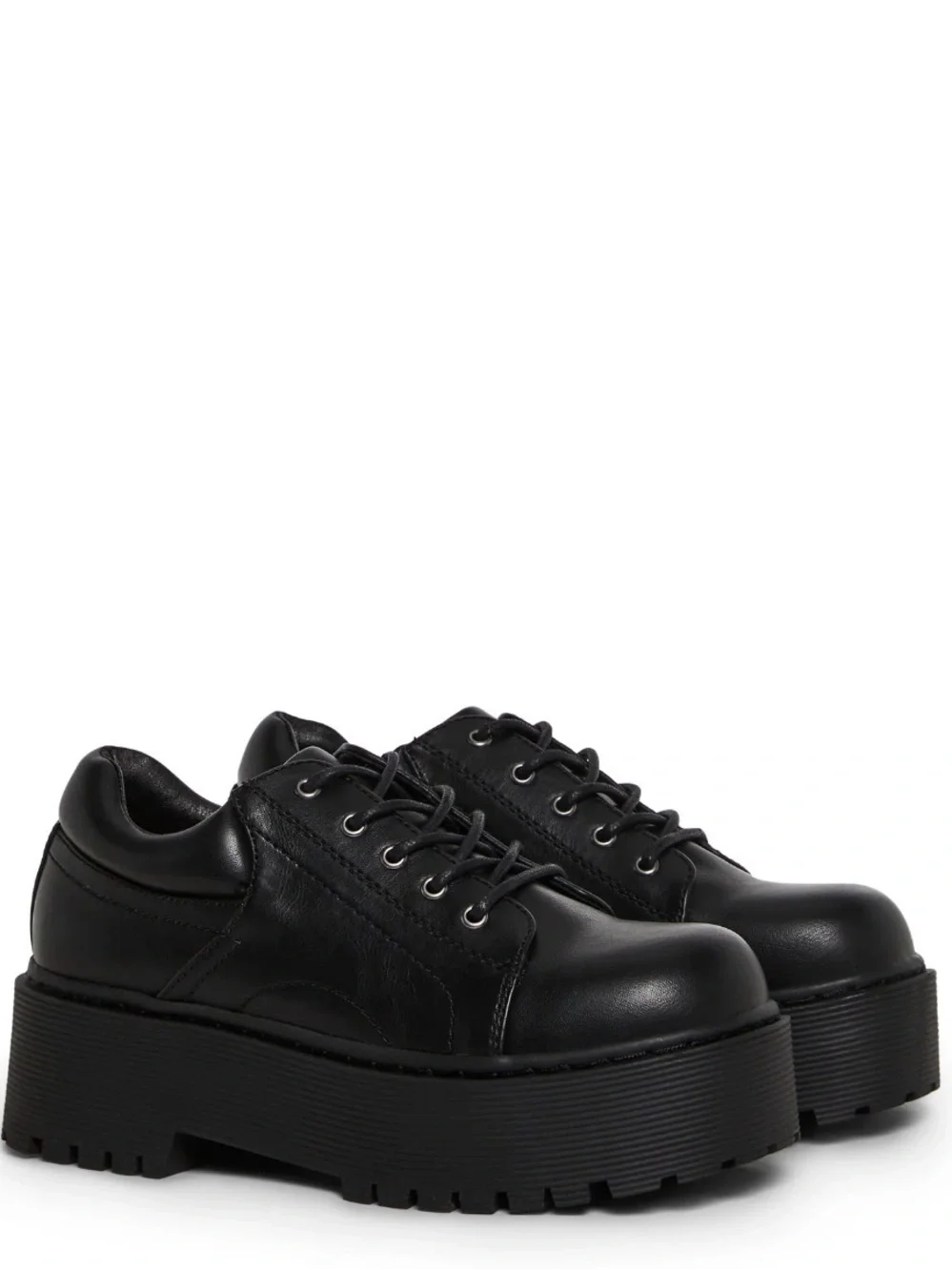 Dolls Kill Black Chunky Platform Lace-Up Shoes-SPICY REMARKS OXFORD